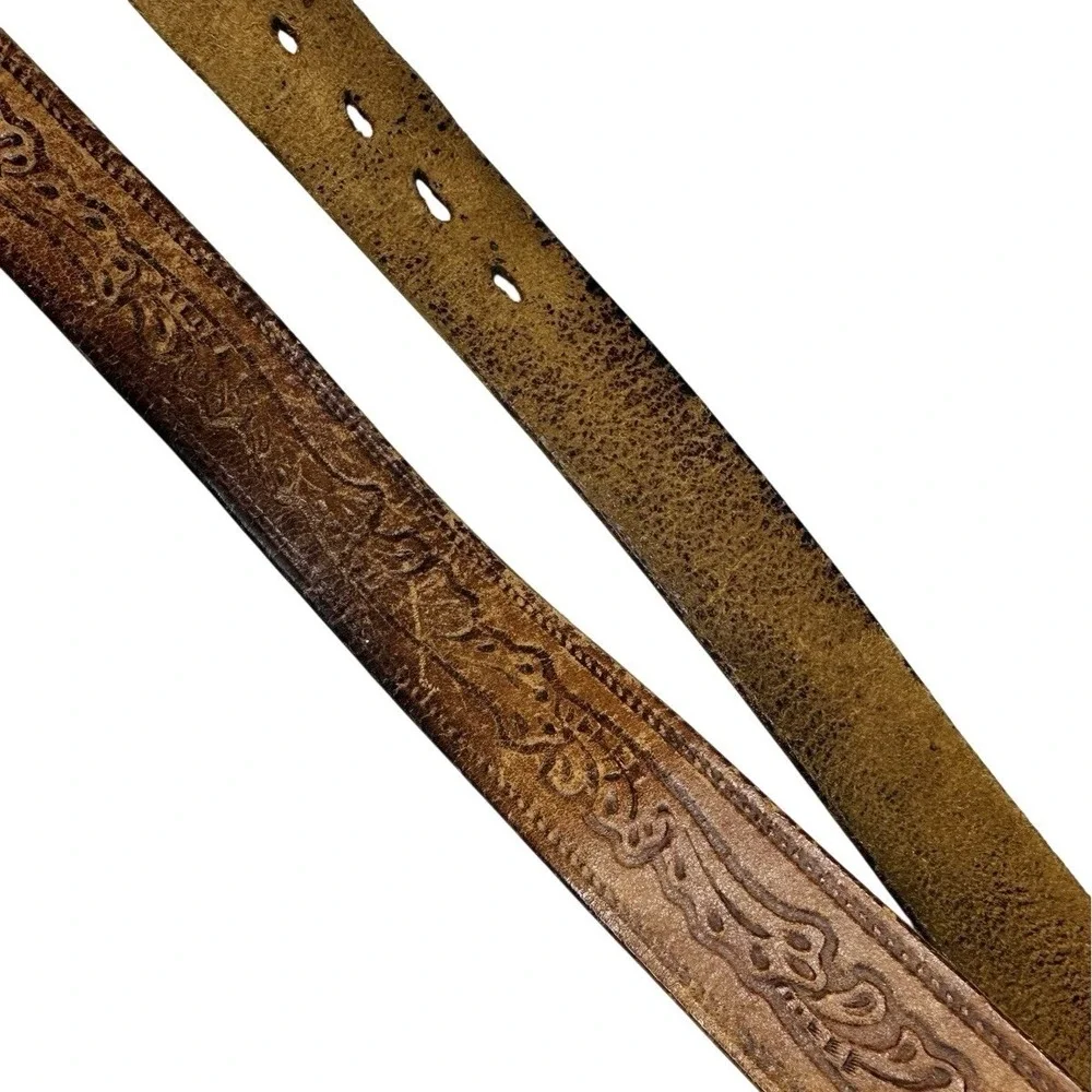 Vintage Levis 2235 Tooled Leather Belt Size 36 Brown Western Steerhide 1970s USA